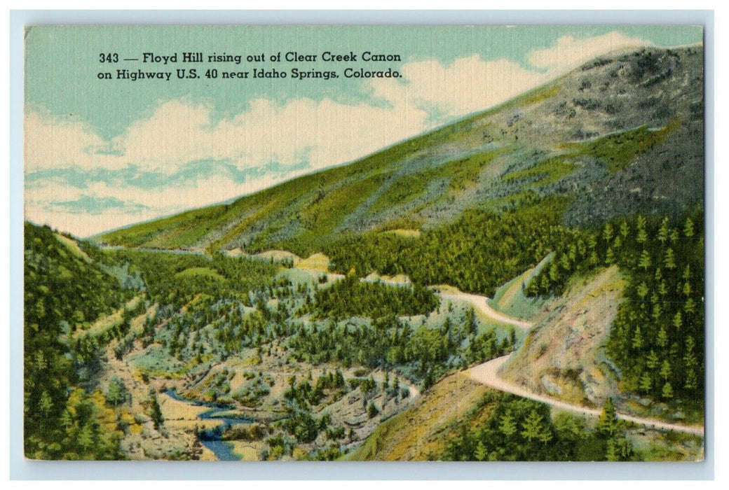 c1940 Floyd Hill Clear Creek Canon Idaho Springs Colorado CO Vintage Postcard
