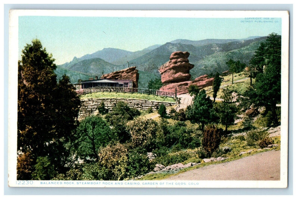 c1910 Balanced Rock Steamboat Rock Casino Garden of Gods Colorado CO Postcard