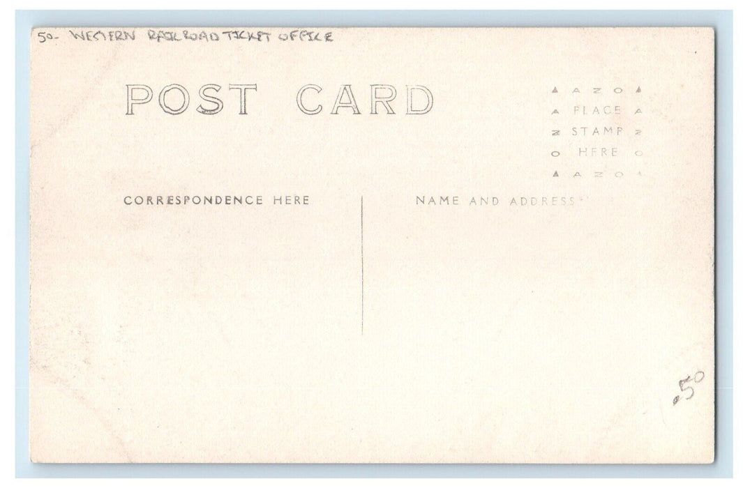 c1910's Western Railroad Ticket Office RPPC Photo Unposted Antique Postcard