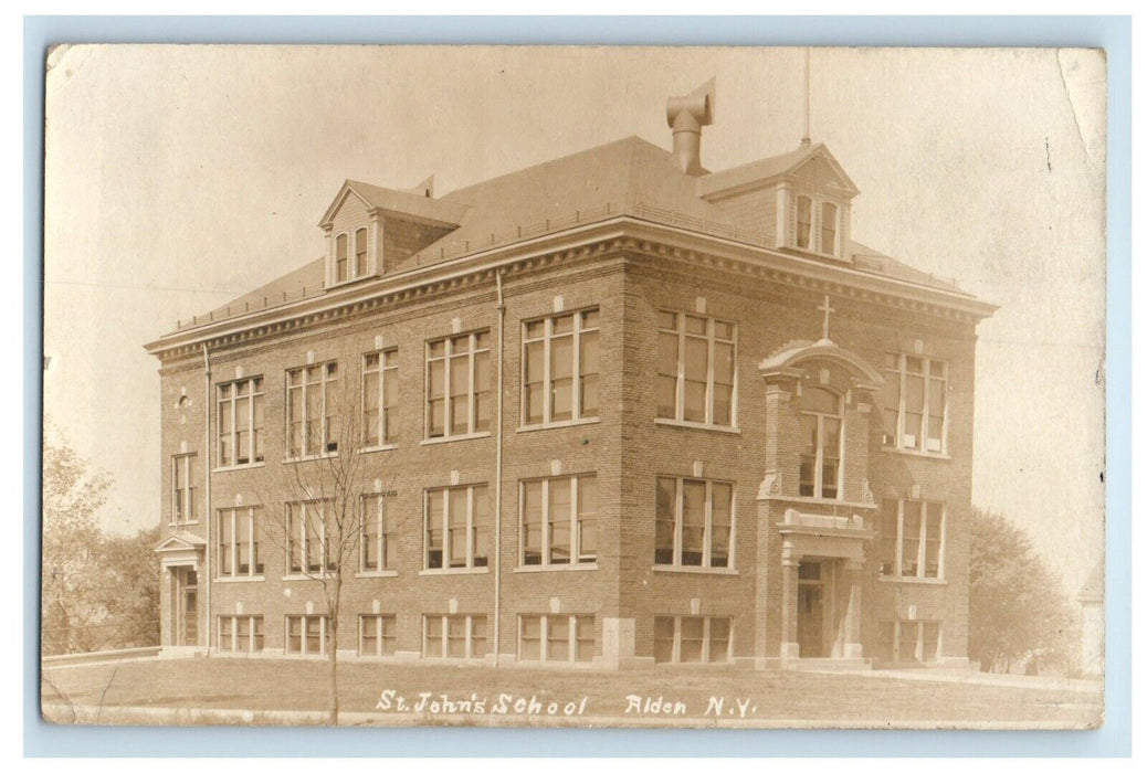 c1910's St. John's School Building Alden New York NY RPPC Photo Antique Postcard
