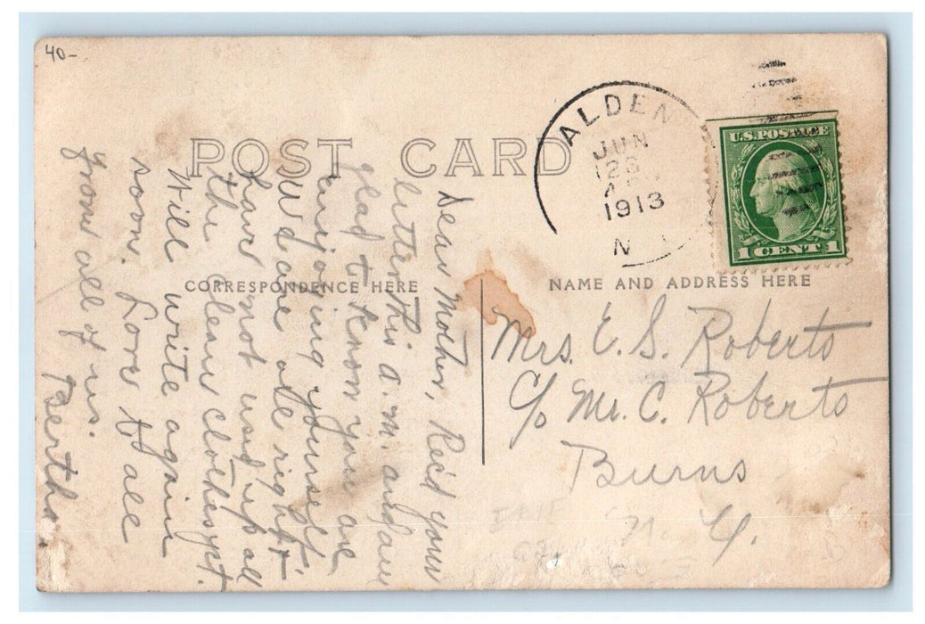 1913 High School Building Alden New York NY RPPC Photo Posted Antique Postcard
