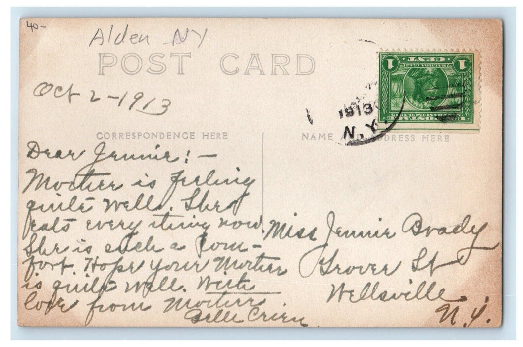 1913 St. John's Catholic Church Alden New York NY RPPC Photo Antique Postcard