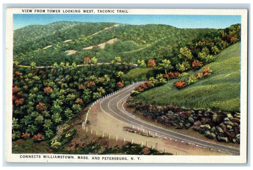 c1940's View from Tower Looking West Taconic Trail, Petersburg NY Postcard