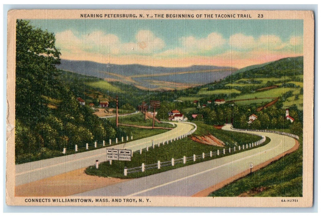 c1940's Beginning of Taconic Trail, Nearing Petersburg New York NY Postcard