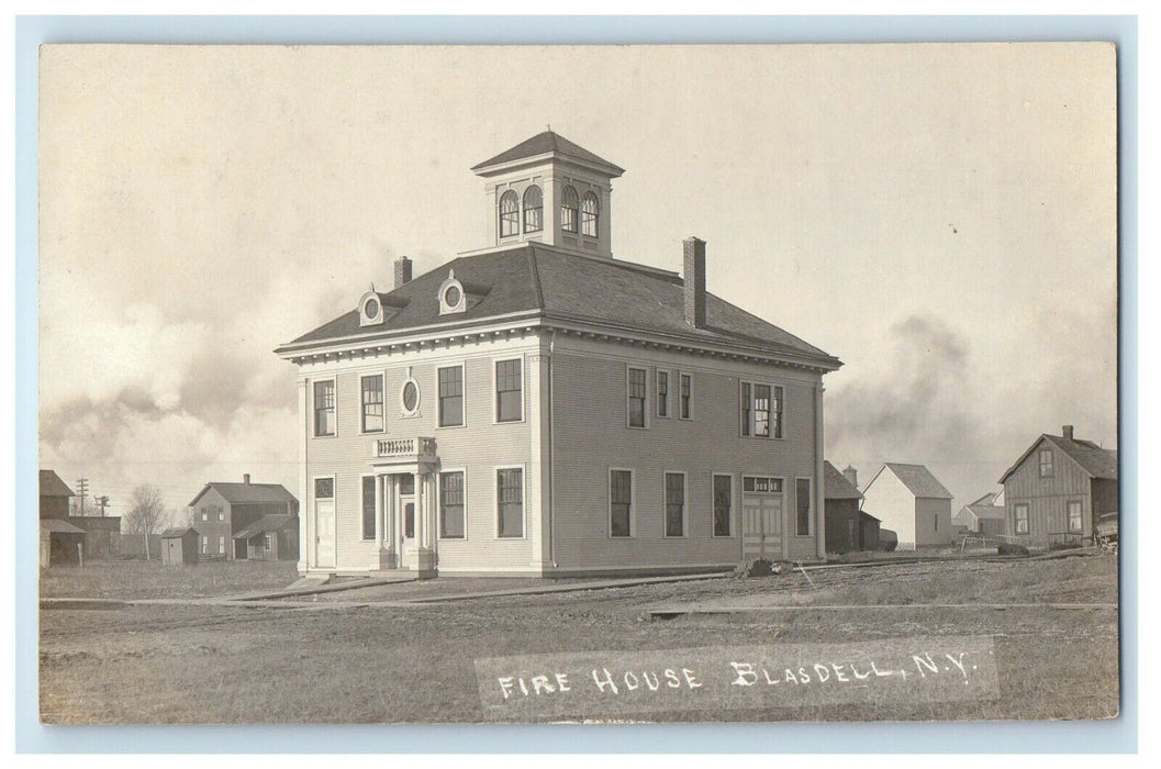 1908 Fire House Building Campus Blasdell New York NY RPPC Photo Antique Postcard