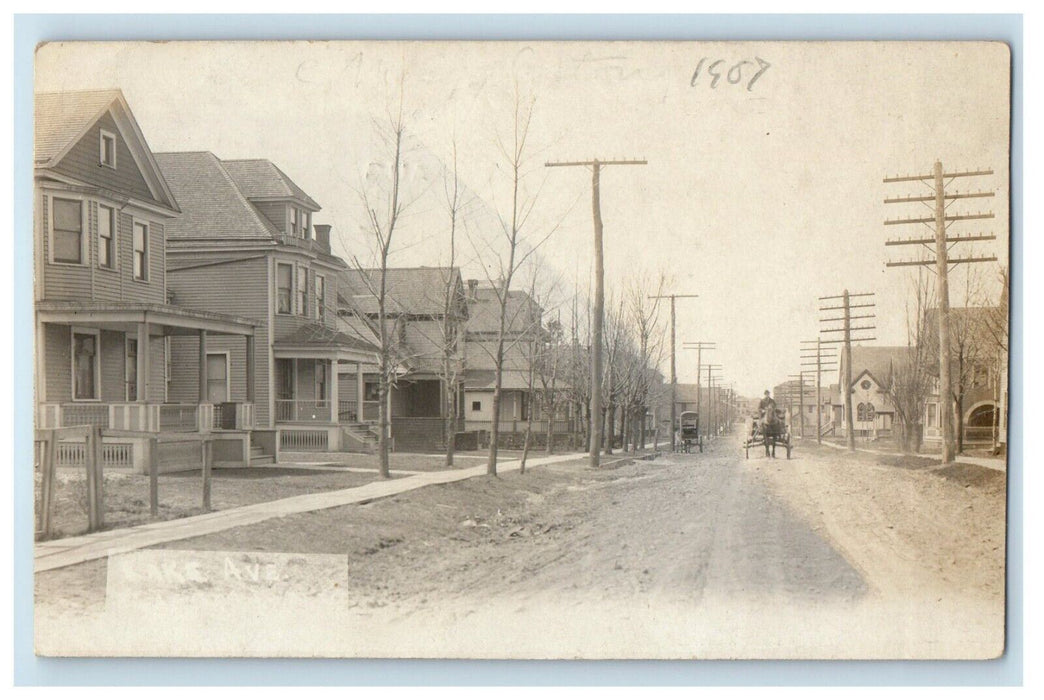 1907 Lake Avenue Horse Wagon Dirt Road Blasdell New York NY RPPC Photo Postcard