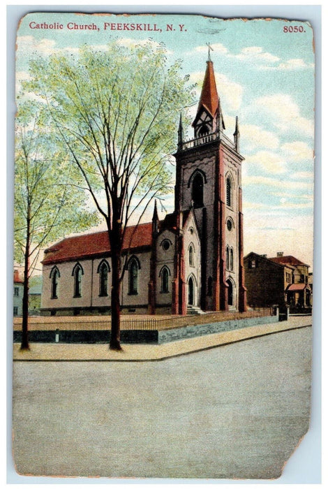 c1910 Catholic Church, Peekskill New York NY Antique Unposted Postcard