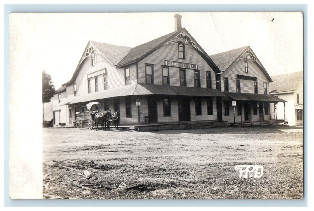 c1910's The Boston Hotel Horse And Carriage New York NY RPPC Photo Postcard