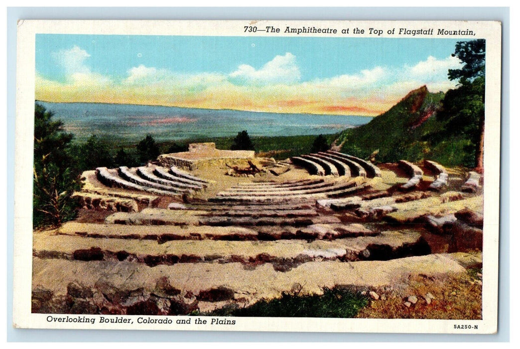 c1940 Amphitheatre Top Flagstaff Mountain Overlooking Boulder Colorado Postcard