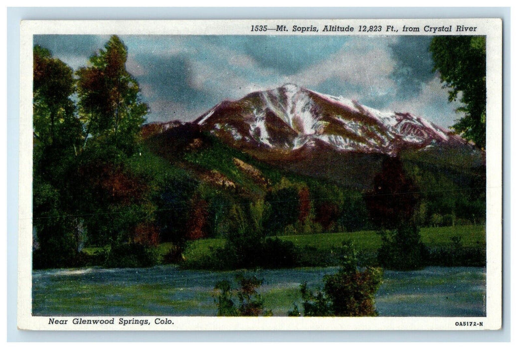 c1960 Mt Sopris Altitude 12,823 Crystal River Glenwood Springs Colorado Postcard