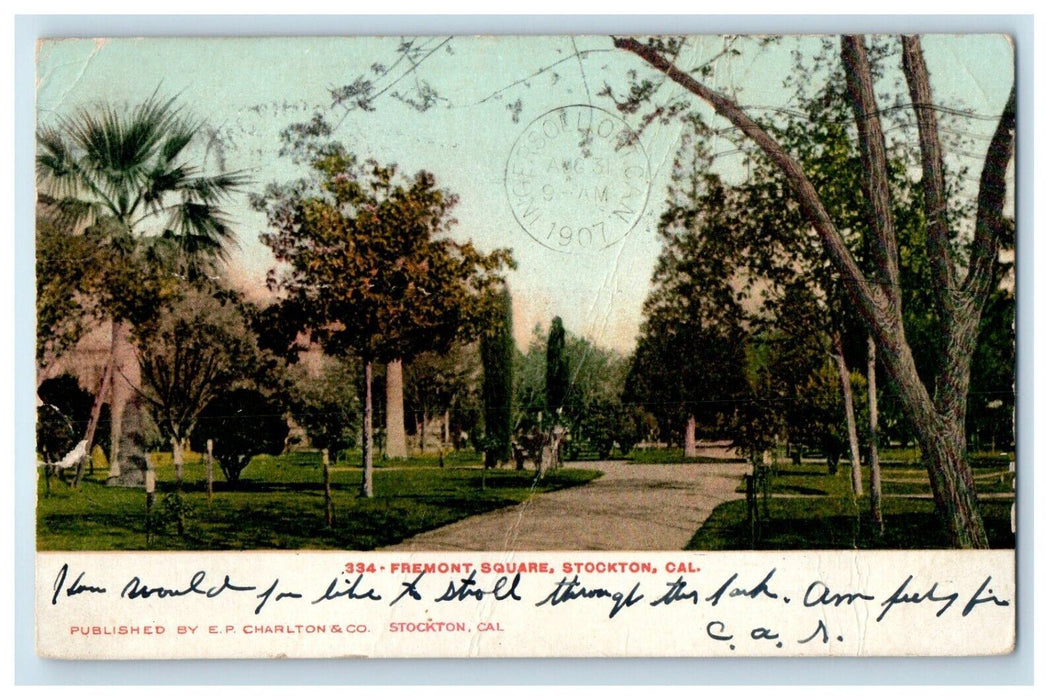 1907 Fremont Square Stockton California CA Ingersoll Ontario Canada Postcard