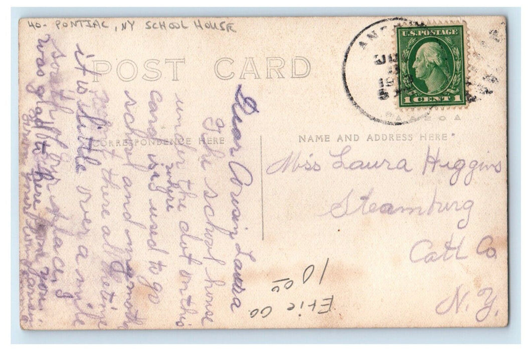 1913 Pontiac Looking N. W. School House New York NY RPPC Photo Antique Postcard