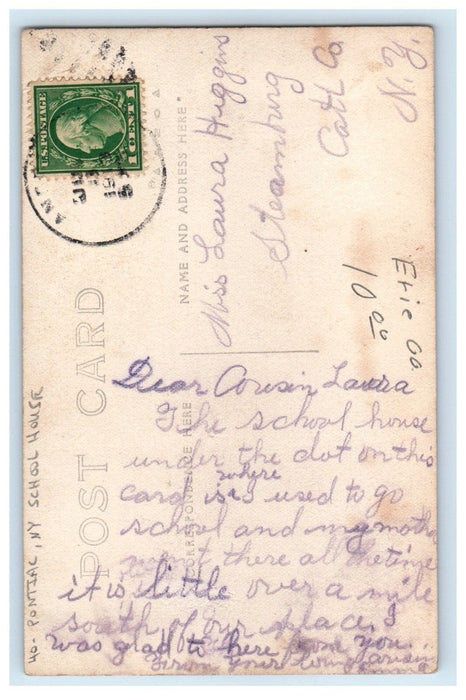 1913 Pontiac Looking N. W. School House New York NY RPPC Photo Antique Postcard