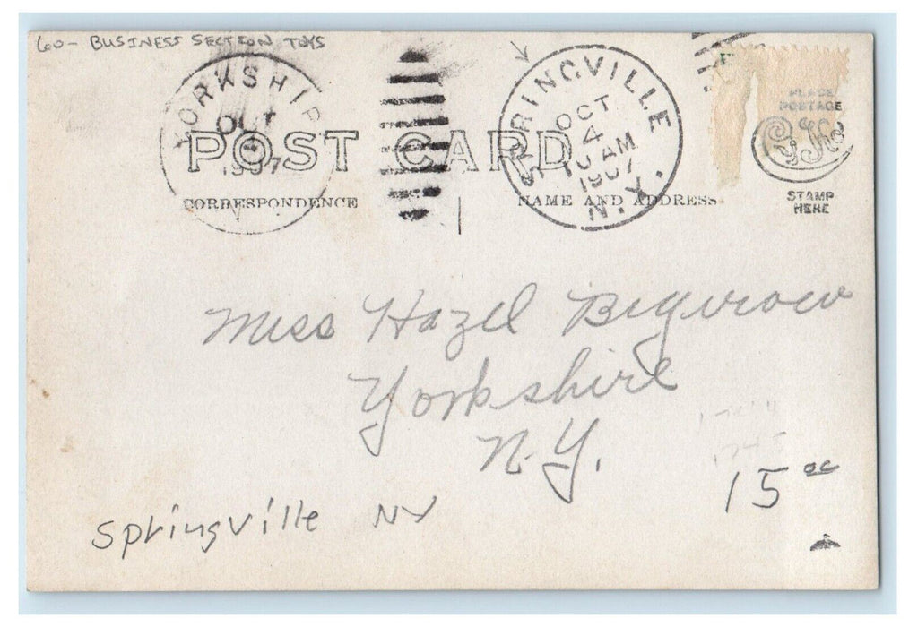 1907 Business Section Toys Springville New York NY RPPC Photo Antique Postcard