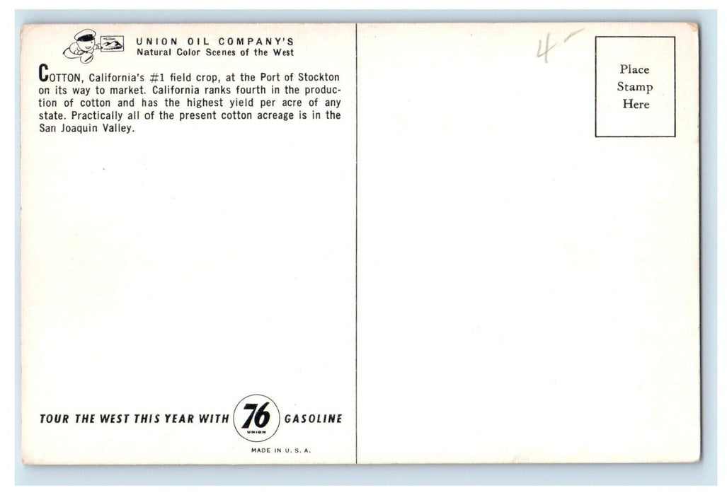 c1960 Union Oil Luckenbach Ship Cotton Port of Stockton California CA Postcard