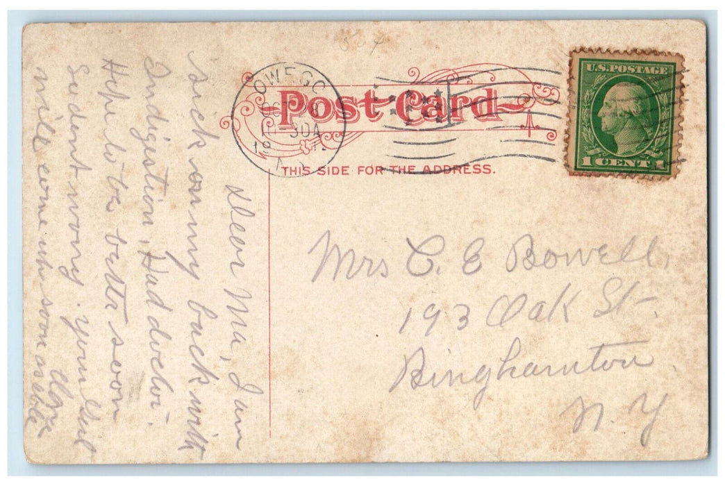 c1910 Central School Front View, Owego New York NY Antique Postcard