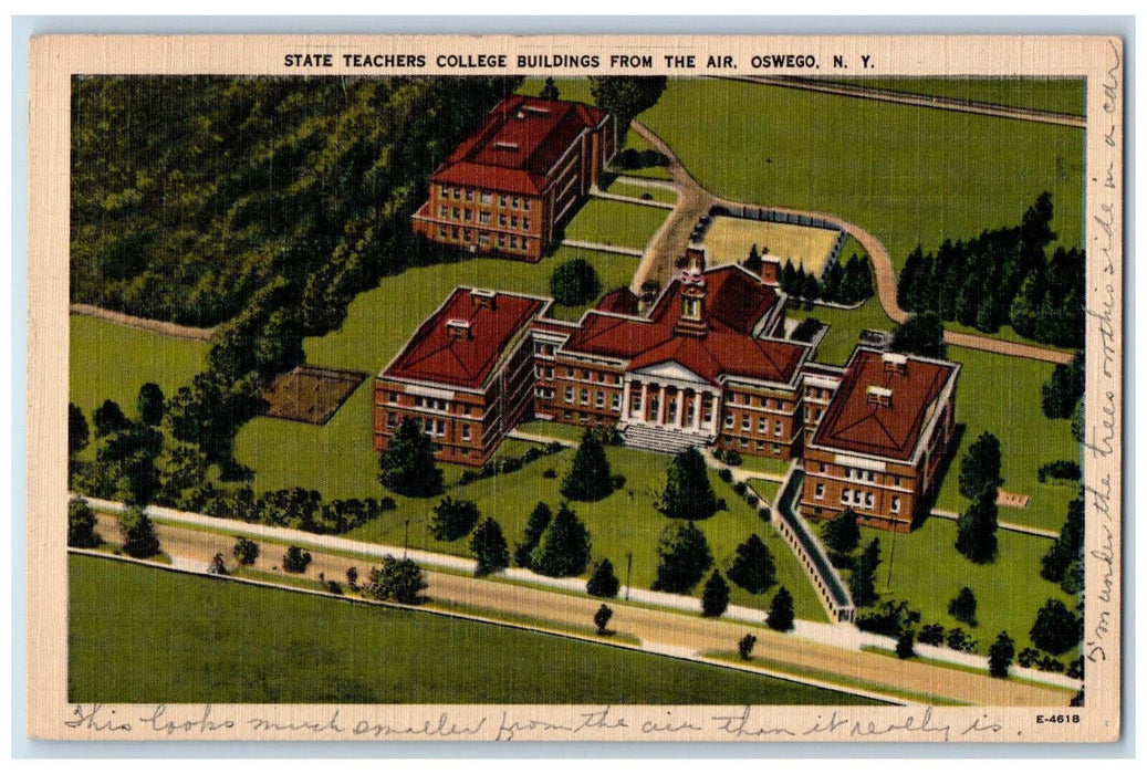 1949 State Teachers College Building From The Air Oswego New York NY Postcard