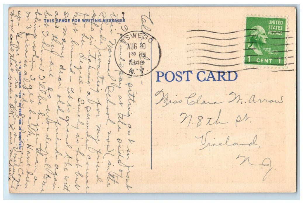 1949 State Teachers College Building From The Air Oswego New York NY Postcard