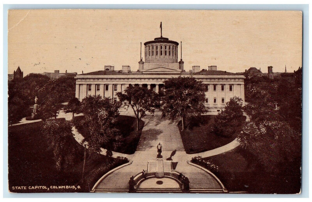 1909 Bird's Eye View Of State Capitol Columbus Ohio OH Posted Antique Postcard