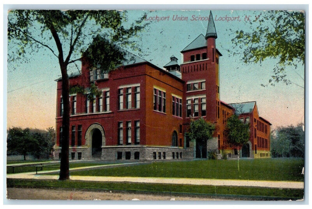 1911 Lockport Union School Building Lockport New York NY Posted Antique Postcard