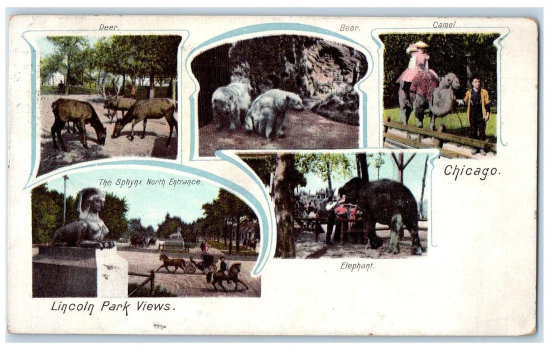 1904 Multiview Of Chicago Illinois IL Posted Antique Postcard