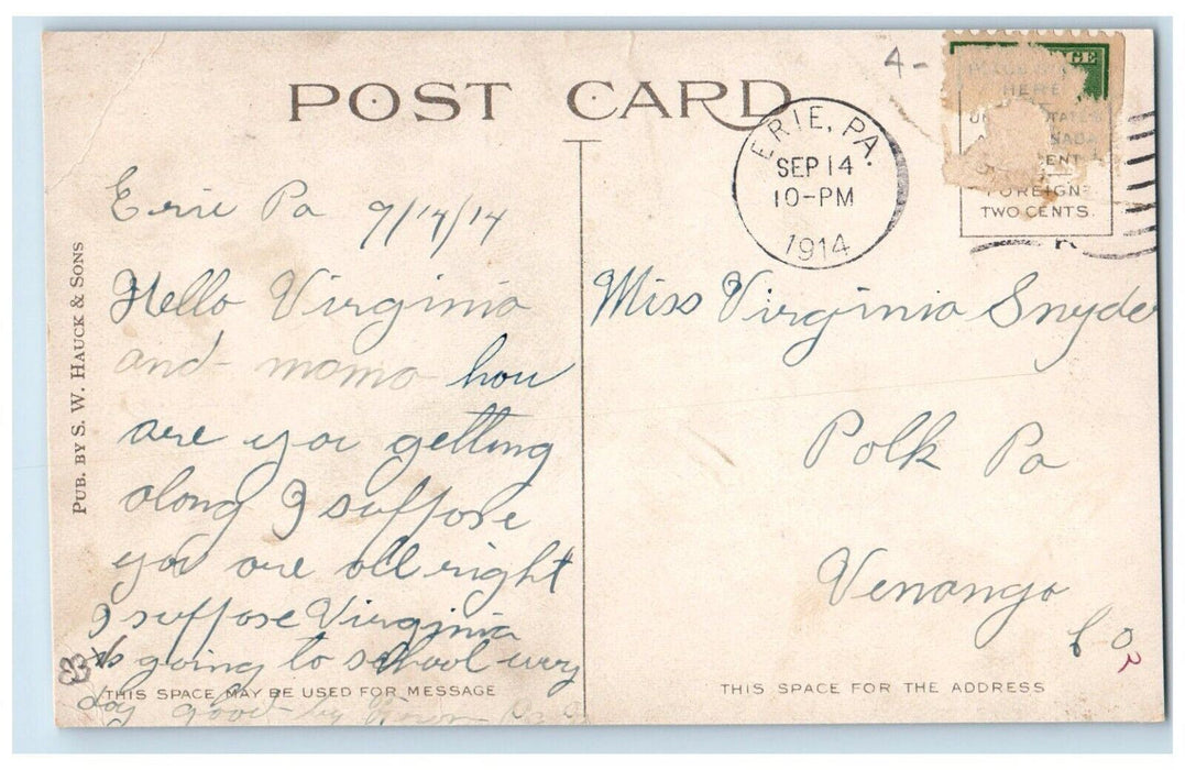 1914 Soldier's And Sailor's Boat And Boat House Erie Pennsylvania PA Postcard