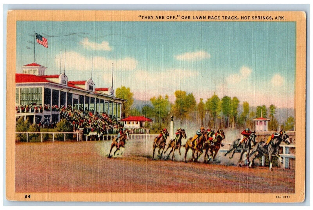 1945 Oak Lawn Race Track Hot Springs Arkansas AR Posted Vintage Postcard