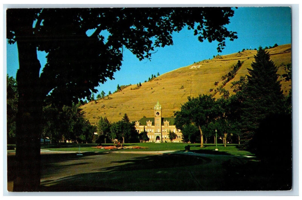 c1960's Main Hall And The Oval At Montana State University Missoula MT Postcard