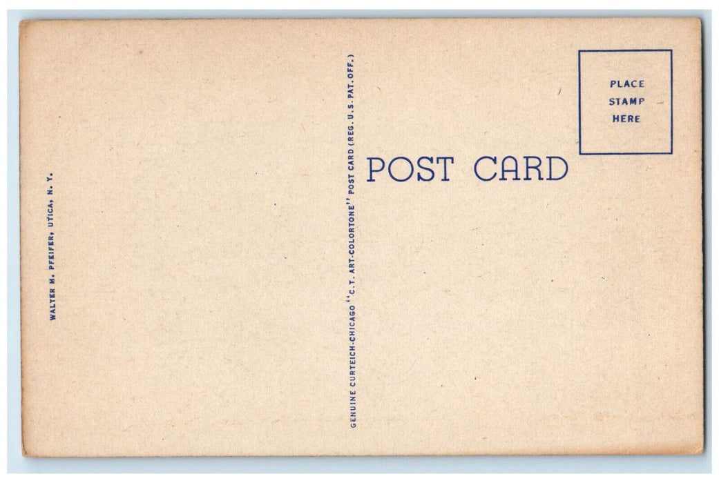 c1940's Colorful Flowers, Eastern Star Home and Chapel Oriskany NY Postcard