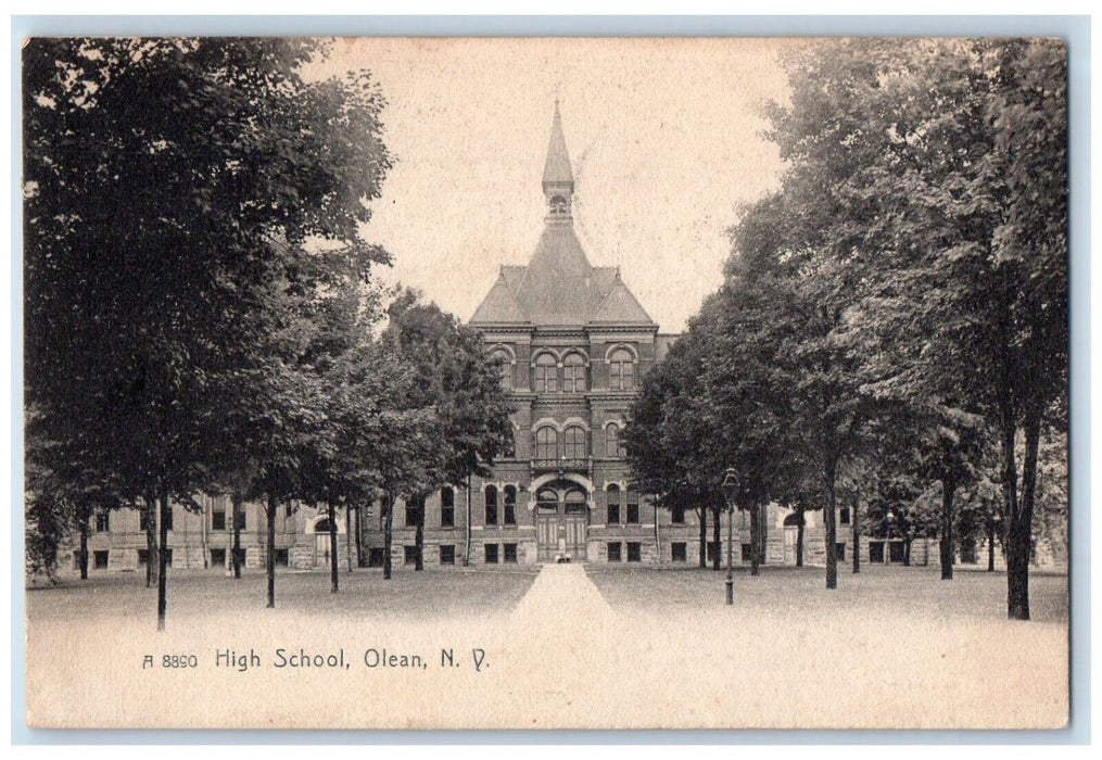 1910 High School Building Front View Olean New York NY Posted Rotograph Postcard