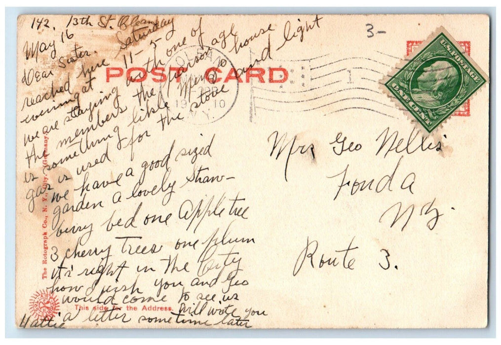 1910 High School Building Front View Olean New York NY Posted Rotograph Postcard