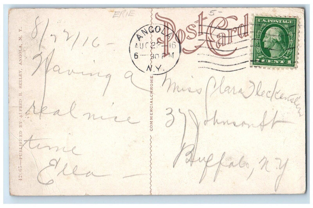 1916 View Of Dance Hall Pine Lodge Angola New York NY Posted Antique Postcard