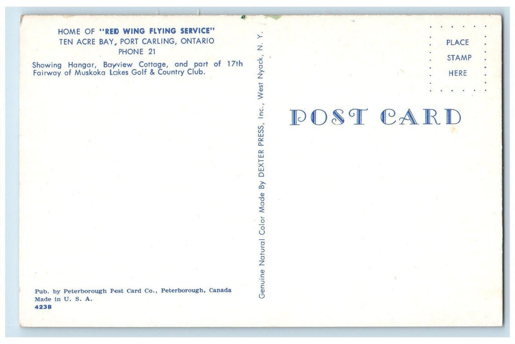Red Wing Flying Service Ten Acre Bay Port Carling Ontario Canada Postcard
