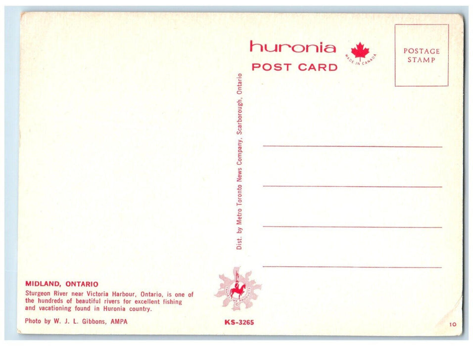 View Of Sturgeon River Boat Victoria Harbour Midland Ontario Canada Postcard