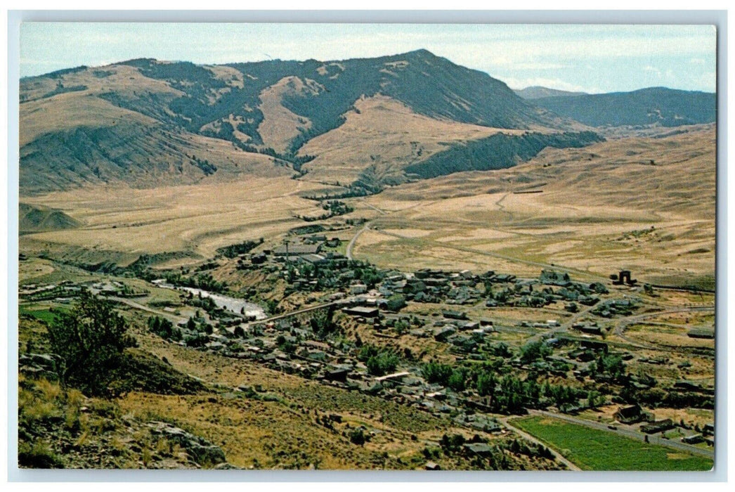c1950's Panorama View Of The Little City Gardiner Montana MT Vintage Postcard