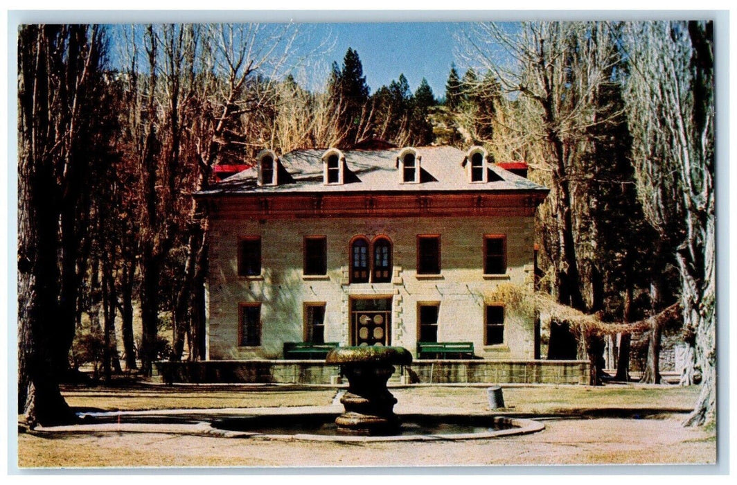 Bowers Mansion House Fountain Front View Carson City Nevada Vintage Postcard