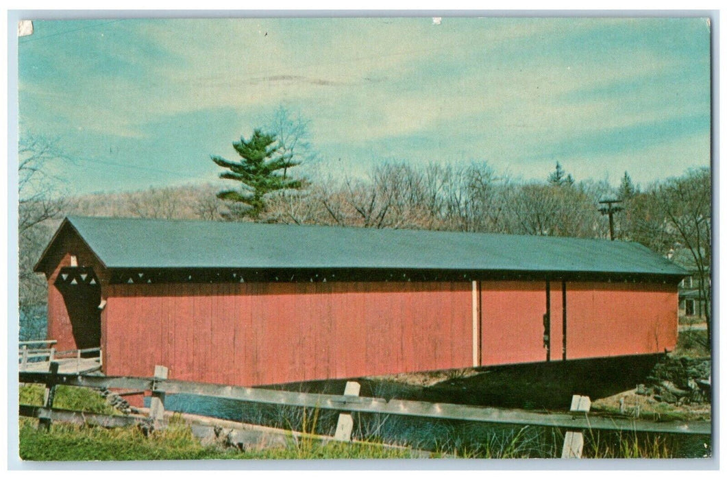 1965 Ware River Covered Bridge Gilbertville Fitchburg Massachusetts MA Postcard