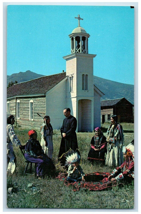 c1960's St. Mary's Mission Flathead Indians Stevensville Montana MT Postcard