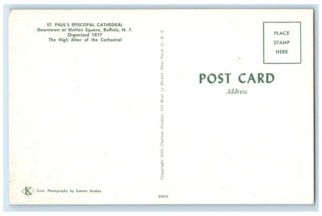 St. Paul Episcopal Cathedral Altar Interior View Buffalo New York NY Postcard