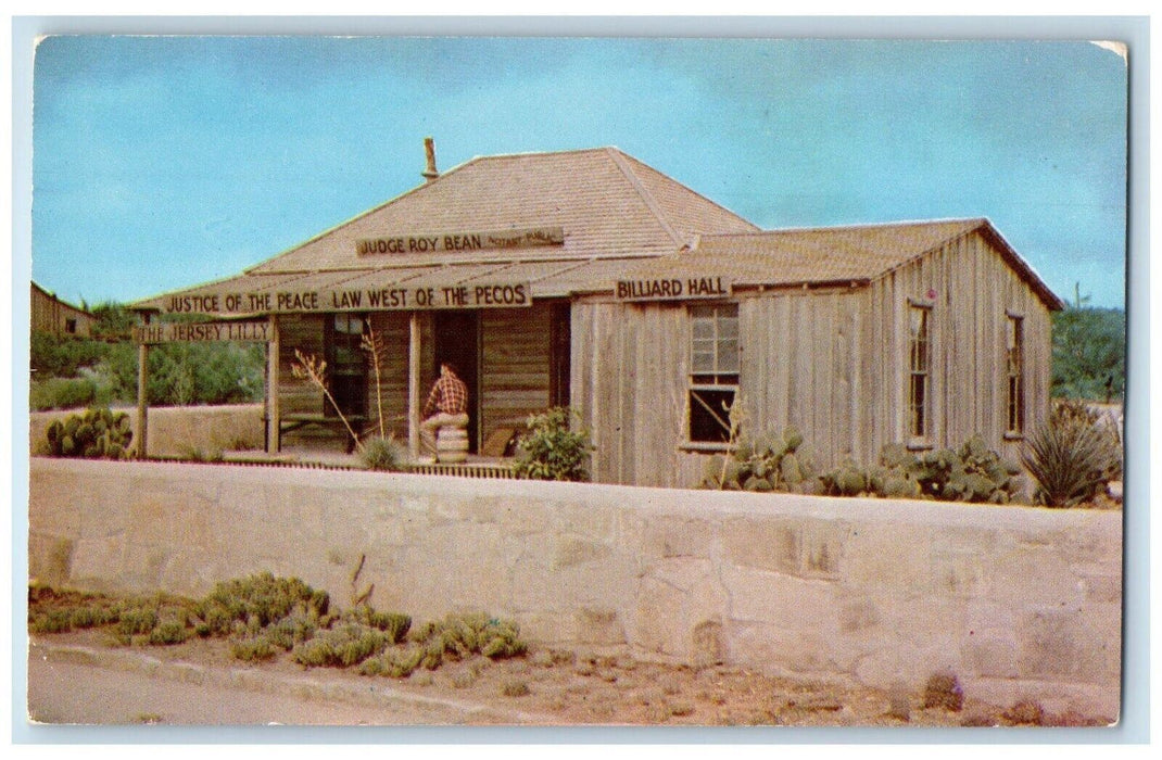 c1960's Judge Roy Bean Justice Of Peace Billiard Hall Langtry Texas TX Postcard