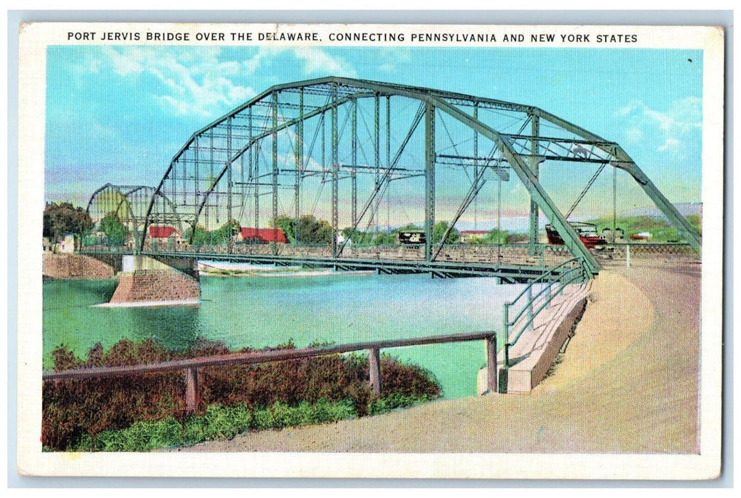 c1920's Port Jervis Bridge Over The Delaware Connecting NY State Postcard