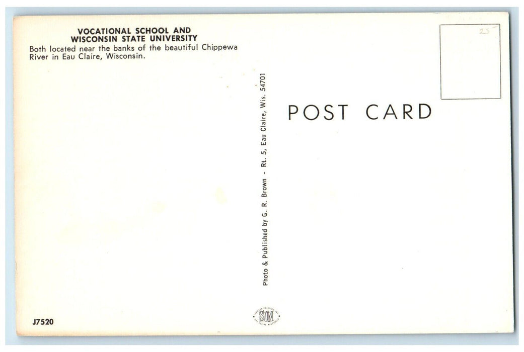 Aerial View Vocational School Wisconsin State University Eau Claire WI Postcard