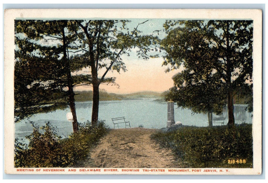 1919 Meeting of Neversink and Delaware Rivers Port Jervis New York NY Postcard