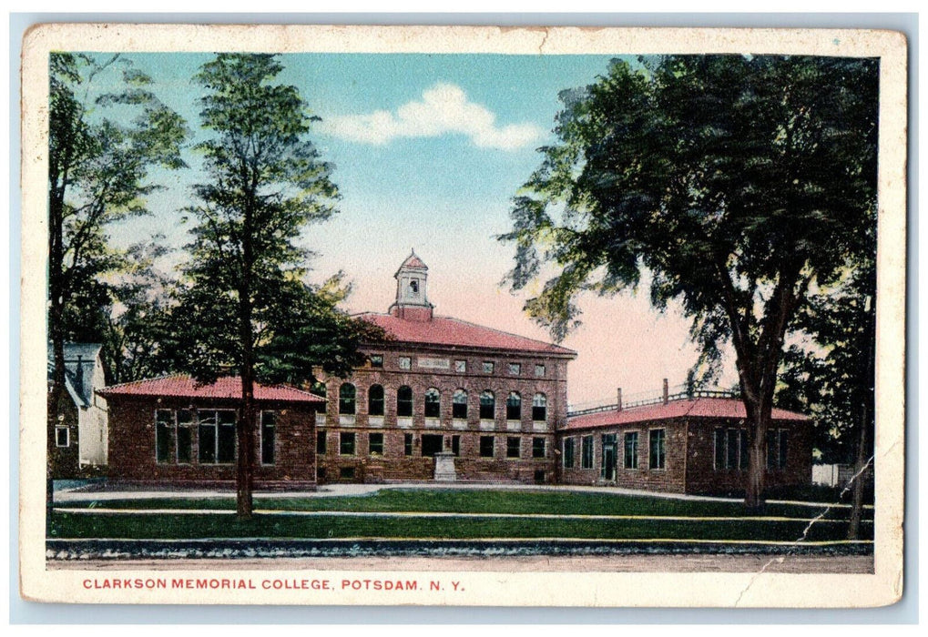 1917 Clarkson Memorial College Potsdam New York NY Antique Postcard