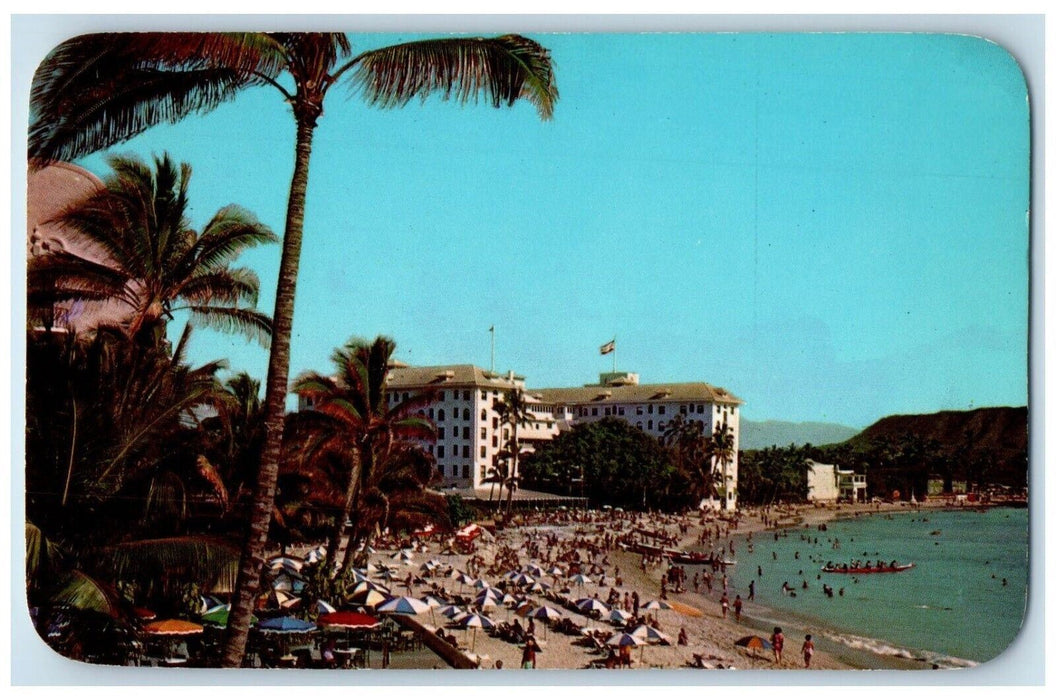 View Of Waikiki Beach And The Moana Hotel Hawaii HI Unposted Vintage Postcard