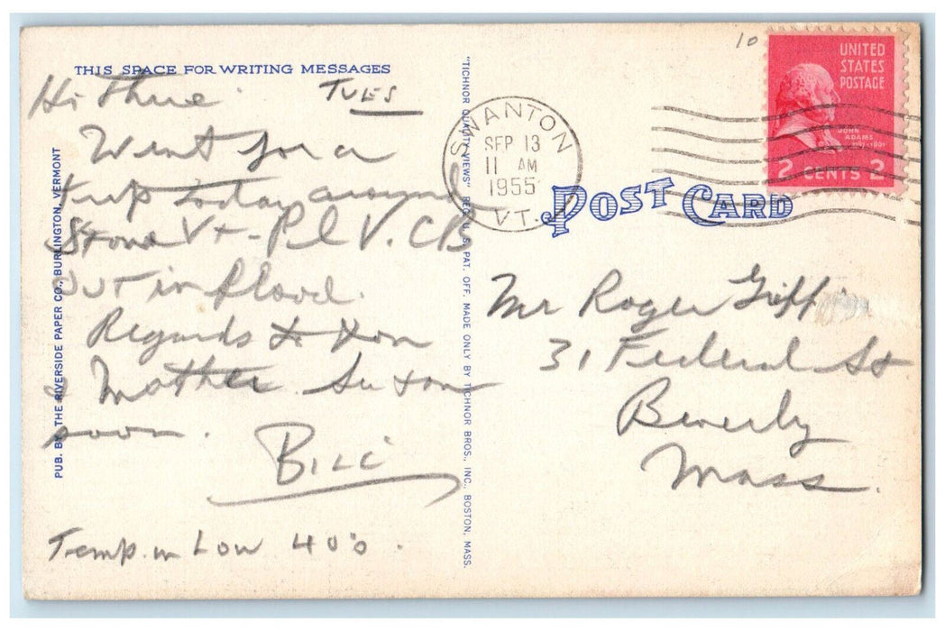1955 Roosevelt Ferry of the Lake Champlain Transportation Plattsburg NY Postcard