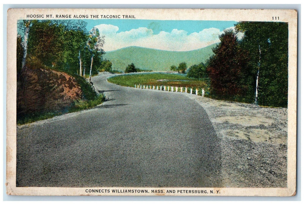 c1920's Road Scene, Hoosic Mt. Range, Taconic Trail, Williamstown MA Postcard