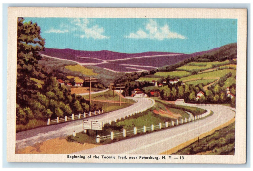 c1940's Beginning of the Taconic Trail Near Petersburg New York NY Postcard