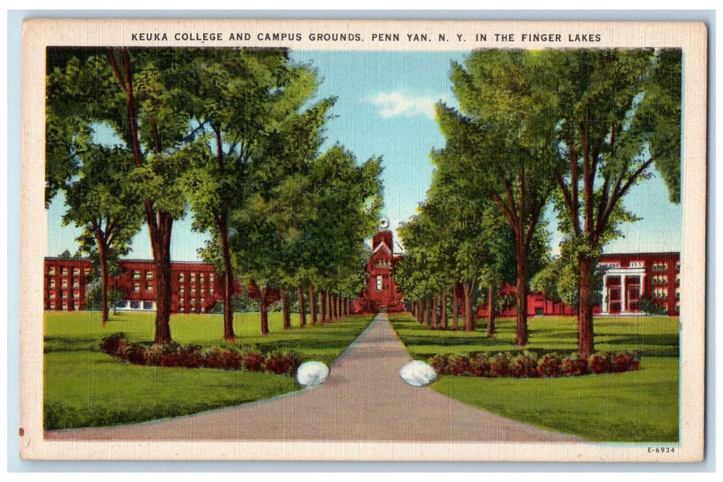 1950 In Finger Lakes Keuka College and Campus Grounds Penn Yan NY Postcard