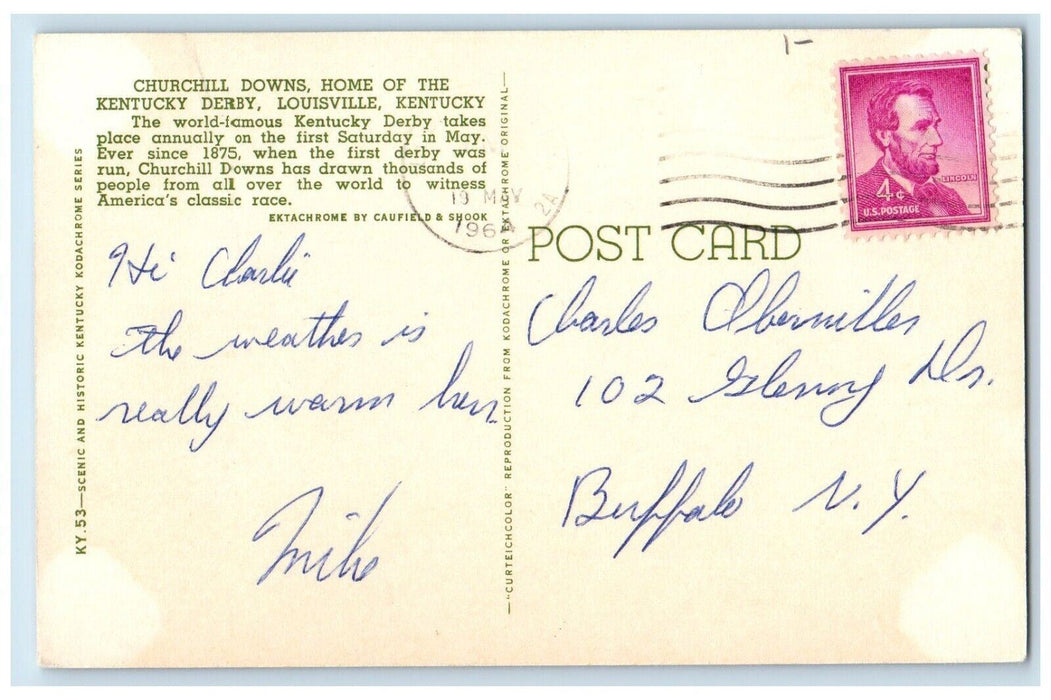 1964 Greetings From Churchill Downs Home Kentucky Derby Louisville KY Postcard